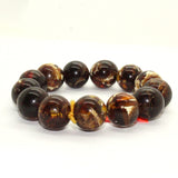 Natural Solid Brown White Mix Amber Beads Hand Rosary Praying Bracelet ws242S