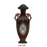 Chinese Vintage Vase Shape Lacquer Frame Porcelain Wood Wall Panels Art ws248S