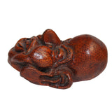 Chinese Bamboo Carved Happy Man Face Display ws300S
