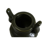 Chinese Handmade Dark Olive Army Green Ceramic Accent Ding Holder ws323S