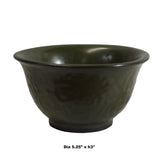 Chinese Handmade Dark Olive Army Green Ceramic Accent Bowl ws324S