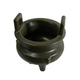 Chinese Handmade Dark Olive Army Green Ceramic Accent Ding Holder ws325S