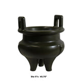Chinese Handmade Dark Olive Army Green Ceramic Accent Ding Holder ws325S