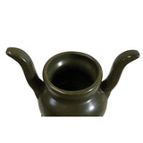 Chinese Handmade Dark Olive Army Green Ceramic Accent Ding Holder ws326S
