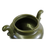 Chinese Handmade Dark Olive Army Green Ceramic Accent Ding Holder ws326S