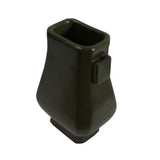 Chinese Handmade Dark Olive Army Green Ceramic Accent Vase ws328S