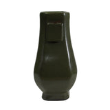 Chinese Handmade Dark Olive Army Green Ceramic Accent Vase ws328S