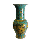 famille verte - turquoise yellow vase - oriental porcelain vase