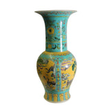 Vintage Chinese Famille Verte Turquoise Round Porcelain Vase ws333S