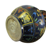 Chinese Vintage Navy Blue Base Gourd Shape People Graphic Ceramic Vase ws337S