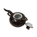 Chinese Handmade Distressed Brown Glaze Ceramic Accent Teapot ws339S