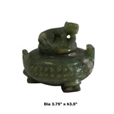 Chinese Jade Green Color Stone Carved Incense Holder Display Art ws362S