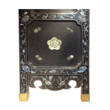Vintage Jade Color Stone Shell Inlaid Black Lacquer Wood Screen 8 Panels ws364S