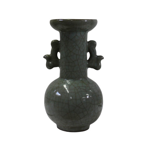 Chinese Handmade Guan Ware Style Crackle Celadon Ceramic Accent Vase ws365S