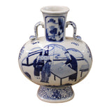 blue white vase - Oriental porcelain vase - Oval vase