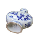 Chinese Blue White Porcelain People Graphic Oval Flat Body Vase ws375S