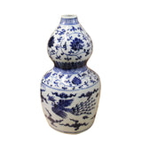Chinese Blue White Porcelain Bird Graphic Gourd Shape Vase ws377S