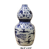 Chinese Blue White Porcelain Bird Graphic Gourd Shape Vase ws377S