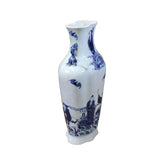 Chinese Blue White Porcelain Eight Immortal Graphic Flat Body Vase ws399S