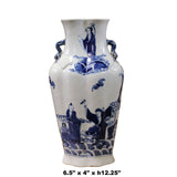 Chinese Blue White Porcelain Eight Immortal Graphic Flat Body Vase ws399S