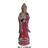 Chinese Handmade Ceramic Standing Purple Red Kwan Yin Statue ws409S