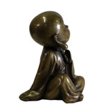 Chinese Oriental Fine Bronze Metal Small Lohon Monk Display Figure ws421S
