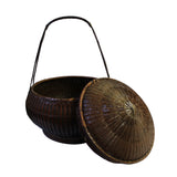 Oriental Handmade Brown Rattan Basket with Long Handle ws460S