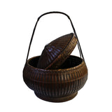 Oriental Handmade Brown Rattan Basket with Long Handle ws460S
