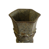 Chinese Handmade Ge Ware Style Crackle Gray Ceramic Accent Vase ws485S