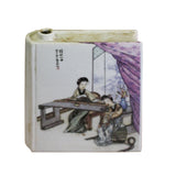Chinese Oriental Scenery Paint Graphic Ceramic Book Shape Mini Vase ws492S