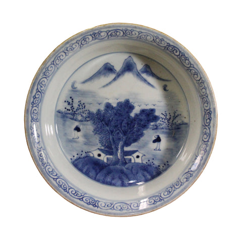 porcelain plate - Chinese blue white - oriental scenery