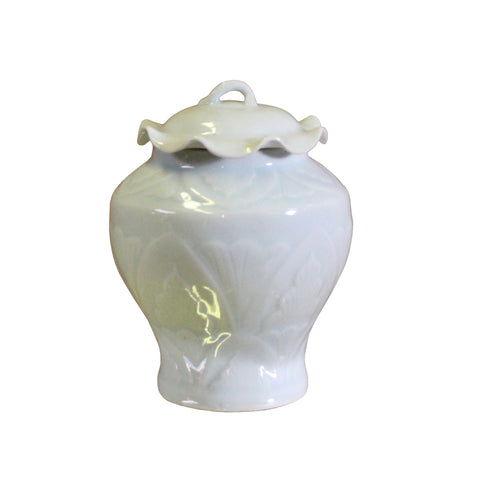 off white jar - porcelain urn - chinese ceramic box