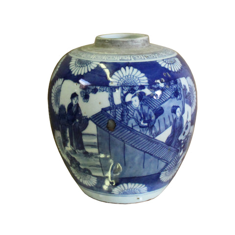 ginger jar - blue white porcelain - ceramic urn