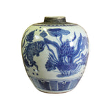 ginger jar - blue white urn - ceramic container