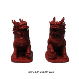 Chinese Handmade Red Cinnabar Pair Kirin Fengshui Figure ws563S