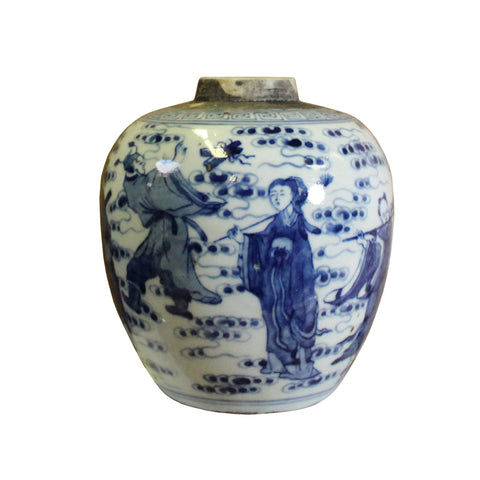 ginger jar - blue white - ceramic urn