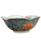 Chinese Oriental Vintage Round Light Blue Enamels Peony Flower Bowl ws600S