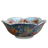Chinese Oriental Vintage Round Light Blue Enamels Peony Flower Bowl ws600S
