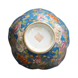 Chinese Oriental Vintage Round Light Blue Enamels Peony Flower Bowl ws600S