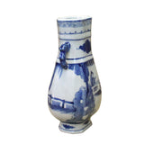 Chinese Blue White Porcelain People House Court Graphic Small Vase ws707S