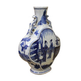 Chinese Blue White Porcelain People Theme Flower Shape Vase ws708S
