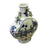 Chinese Blue White Porcelain People Theme Flower Shape Vase ws708S