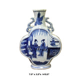 Chinese Blue White Porcelain People Theme Flower Shape Vase ws708S