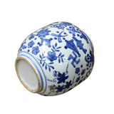 Chinese Oriental Blue White Flower Graphic Ceramic Container Jar ws721S