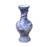 Chinese Blue White Porcelain Precise House Yard Scenery Vase ws736S