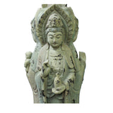 Chinese Rustic Finish Wood Grayish Kwan Yin 3 Sides Statue ws753S