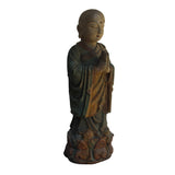 Chinese Rustic Wood Standing Lohon Monk Statue ws765S