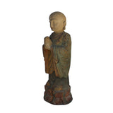 Chinese Rustic Wood Standing Lohon Monk Statue ws765S