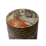 Chinese Oriental Porcelain People Scenery Round Shape Container Decor ws782S