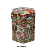Chinese Oriental Porcelain People Scenery Hexagon Shape Container Decor ws784S